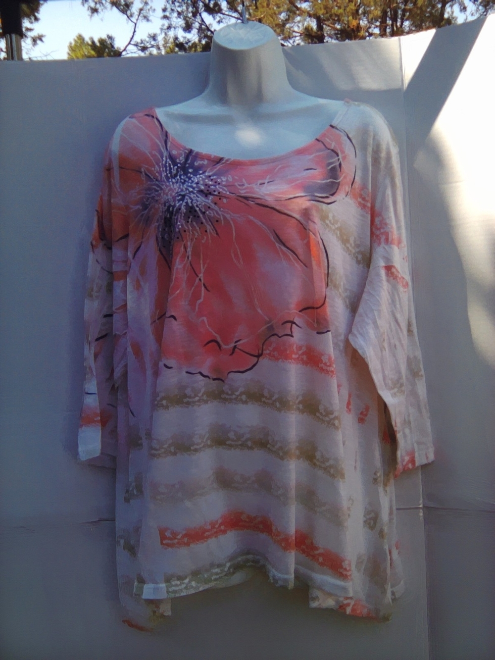 Women’s Coral Floral Scoop-Neck Top